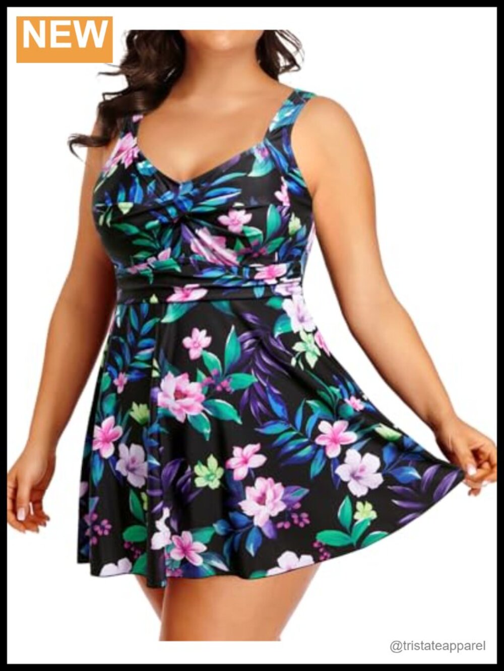 Plus Size One Piece Swim Dress Flowy Tummy Control Bathing Suit Swimsuit